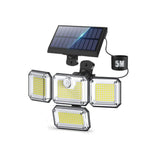 Brighten your outdoors with this four-head solar motion sensor wall light, featuring 333 V1341-ZY-EBU7RTHR-SPLITTYPE-1PCS