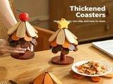 Green Christmas Tree 5-Tier Apple Pattern Heat Insulation Pad, Stylish Table Ornament for Christmas V1221-XM-LB4084-ZS98