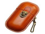 Handmade Leather Eyeglass Case Hard Shell Retro Men And Women Sunglasses Nearsighted Glasses Hooks V1192-AZ-W-5561