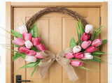 Flower Wreath Front Door Easter Wreath Fadeproof Artificial Spring Wreath for Indoor Outdoor Home V1294-YM0901-3115250115611