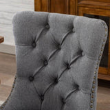 AADEN Modern Elegant Button-Tufted Upholstered Fabric with Studs Trim and Wooden legs Dining Side V226-SW6801GY