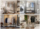 Artiss Clothes Rack Double Rod Airer Rail Coat Stand Hanger Storage Shelf HANGER-B-11-2T-BK