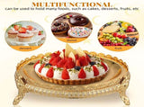 1Set Household Dessert Tray with Dome Cover Stylish Golden Cake Plate for Banquets V1366-AZ2-W-25462
