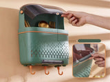 Kitchen Hanging Rack Rustproof Waterproof Compartmental Storage Cutlery Drainer with Cover Coloured V1294-YM0717-3118220192612