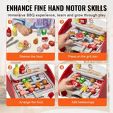 26 PCS Kids BBQ Grill Playset Wooden Cooking Grill Toy Set Pretend Sound V952-SKLWJZHMCTMS7K6GIV0