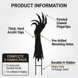 5 Pack Halloween Black Hands Yard Signs, Zombie Hands Coming Out of Ground, Spooky Outdoor Lawn V1366-AZ2-W-15272