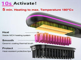 Black Silver Wireless Hair Straightening Comb Fast Heating Hair Comb Women'S Hair Styling V1102-108-SIL-32035