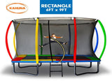 Kahuna 6 ft x 9 ft Rectangular Outdoor Trampoline - Rainbow TRA-FJP-RCT-69V-RB