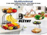 2-Tier Fruit and Vegetable Stand, Rectangular Wire Basket Bowl for Kitchen Storage and Organization V1366-AZ2-W-18381