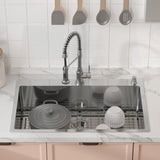 Kitchen Sink, 304 Stainless Steel Drop-In Sinks, Top Mount Single Bowl Basin with Accessories V952-QRSSCTSPDCY335P1LV0
