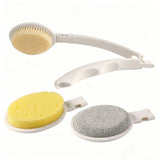 3 in 1 Bath Sponge Brush Set for Shower, 19" Long Handled Shower Brush, Shower Sponge and Pumice V1370-AZ4-07058