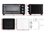 Devanti 30L Convection Oven Electric Fryer Ovens 1600W ECO-B-NHP-30L-BK