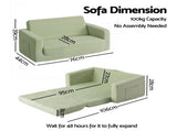 Artiss 2-in-1 Sofa Foam Couch with Side Pocket Light Green SBED-M-FLOOR-KIDS-GN