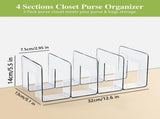 Acrylic Purse Organizer for Handbags and Wallets, Clear Closet Storage Rack with 4 Compartments, Set V1237-ZY-924-141