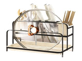 Chopsticks Draining Rack Multifunctional Carbon Steel and PP Kitchen Counter Utensil Holder Black V1294-YM0901-3118240168612