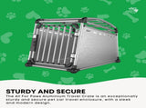 Aluminium Dog Travel Crate 63x68x88cm - Large Pet Car Transport Cage Kennel Box V238-SUPDZ-39646754799696