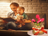 Pink Elegant Crystal Tulip LED Night Light - Rechargeable Touch Lamp with 3 Colors & Dimming V888-ELOSUNG27061
