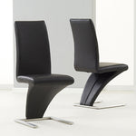 2x Z Shape Black Leatherette Dining Chairs with Stainless Base V43-DC-ZC-BL