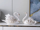 Couple Swan Ornament Living Room TV Cabinet Swan Ornament Modern Home Decoration Wedding Gifts Pearl V1294-YM0717-3115220080612