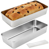 2PCS Loaf Tins, 12" x 5" x 2" Stainless Steel Loaf Pans with 20 Papers, Deep Cake and Bread V1369-AZ3-W-08811
