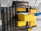 AUCH Double Bag Janitor Cleaning Trolley, Housekeeping Cart, Lockable Cabinet with Storage Tubs, V219-MATJANAC13YB
