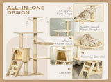 CARLA HOME 134cm Cat Tree for Indoor Cats with Hammock, Plush Perch & Sisal Scratching Posts for LSB-36379