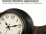 35 cm Classic Country-Style Wall Clock, Silent Analog Quartz Movement, Antique Black and Bronze V1188-MS-731-042