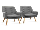 Artiss 2X Armchair Lounge Chair Accent Tub Chair Grey ANNE UPHO-B-ARM04-GYX2