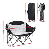 Weisshorn Camping Chair Double Folding Moon Chair Portable Seat 240KG CAMP-D-C-MOON-D-WHBK