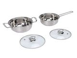 Cooking Pots Set Stainless Steel Milk Pot and Double Handle Soup Pot with Lids Easy to Clean for V1294-YM0901-3118260003811