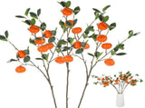3PCS Artificial Orange Tree Branches, 36" Fake Tangerine Fruit Stems with Leaves, Faux Orange Plant V1369-AZ3-W-08793