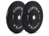 CORTEX 100kg Black Series V3 Rubber Olympic Bumper Plate Set B V420-CSWP-OBPV3ST-B