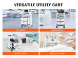 3 Tiers Lab Carts, Lab Utility Cart with 2 Drawers & 1 Top Tray, Mobile Medical Cart with ABS V952-SYSTCECKFBS498TJSV0