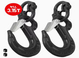 2SET 3.15T Sling Hook Heavy Duty Hammerlock/Slip Hook Kit With Swivel Winch & Safety Latch-Black V1181-SH-315T-BK