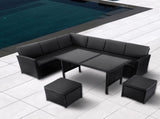 Ella 8-Seater Modular Outdoor Garden Lounge and Dining Set with Table and Stools in Black V264-OTF-526S-BLK