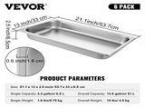 Hotel Pans Full Size 2.5 Inch Deep, Steam Table Pan 6 Pack , 22 Gauge/0.8mm Thick Stainless Steel V952-CP20X12X2YCTZ6001V0