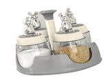 Rotating Spice Rack Salt Shaker with Lid Glass Flavoring Bottle for Kitchen Restaurant Home Gray V1294-YM0703-3118230114313