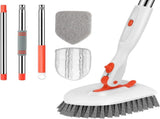 3-in-1 Tile and Tub Scrubber with Long Handle and 3 Detachable Replacement Brush Heads, Adjustable V1189-LC-AMZ-00162