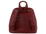 Milleni Womens Twin Zip Backpack Nappa Italian Leather Bag Travel - Red V563-NL-10767-RED
