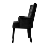 Artiss Dining Chair Velvet French Provincial Armchair Black UPHO-D-DIN116-VEL-BK