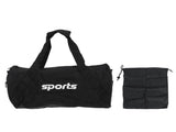 Sports Gym Bag Black Color Cylinder Shape Rain Proof Multifunctional Travel Duffel Bag for Business V1294-YM0901-3117250009611