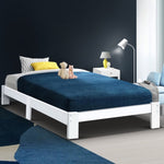 Artiss Bed Frame Single Size Wooden White JADE WBED-F-BASE-JADE-S