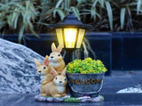 Solar Simulation Rabbit Ornament, charges by day and lights up automatically at night, three rabbits V1232-TZHPD-001