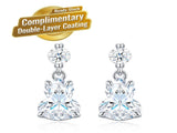 Elegant S925 Silver Moissanite Gourd Earrings with Round Stud and Pear-Shaped Drops, 8 Hearts 8 V1341-ZY-HPPLW2PG-SILVER-2CARAT