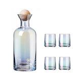 Bedside Glass Pitcher Set 4 Cups Lid 1200ml Capacity Drinking Glasses for Nightstand Colorful V1294-YM0716-230103YF11-4