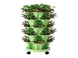 Green Fingers Garden Bed 5 Tier Vertical Garden Grey Strawberry Stackable Planters Herbs Light Green GARDEN-PLASTIC-25L-LGR