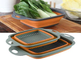 Square Collapsible Colander with Handles Square Silicone Kitchen Strainers with Plastic Handles V1366-AZ2-W-23856