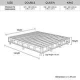 Mattress Base Ensemble Double Size Solid Wooden Slat in Beige with Removable Cover V43-BASE-DB-BG