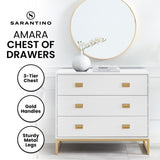 Sarantino Amara Chest of Drawers Tallboy Dresser in White Gold CHE-90L-05-WHG