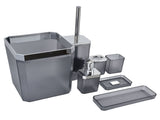 7Pcs/Set Plastic Bathroom Accessory Grey Toothbrush Holder Soap Tray Kit for Home Hotel V1294-YM0523-3117210196311